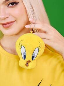LOONEY TUNES X SHEIN 1pc Cute Chungus Plush Pendant, Soft Material Backpack/Bag Decoration Accessory - Yellow - View 1