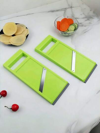 SHEIN Basic living 1 件多功能蔬菜切割机。适用于厨房的手持式薯片切片机和蔬菜切碎机，节省时间的沙拉切割机，适用于胡萝卜、萝卜、黄瓜、瓜类和土豆 | 易握设计，非常适合家庭烹饪、派对小吃和健康饮食 | 耐用的不锈钢刀片，紧凑便携的食物准备工具