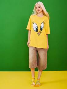 LOONEY TUNES X SHEIN 3 双柔软透气吸湿排汗休闲女士踝袜，带崔弟和路跑者图案，时尚可爱的粉色和蓝色短袜，加固脚趾和脚跟，经久耐用，四季百搭 - 彩色 - 查看 11