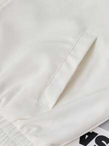 Airaco Women's Casual Zipper Collar Knight Print Long Sleeve Jacket - Beige - View 4