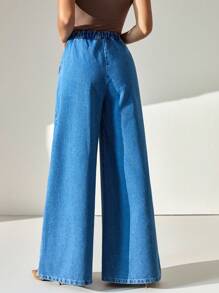 CLARA VERO Quần Jeans Jeans Ống Rộng Dáng Chữ A Cạp Cao Cho Nữ - Rửa trung bình - Xem 5