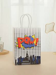 12 piezas Bolsas de fiesta de superhero, bolsas de regalo de súperheros de dibujos animados, suministros para fiesta temática de héroe, regalos de cumpleaños, con asa, recuerdos de fiestas de Superhera, dulces de papel para decoraciones de festividades de San Valentín