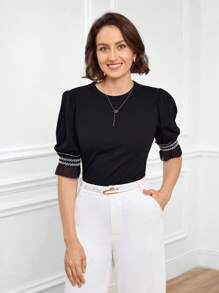 Miaspire Women's Lace Stitching Elegant Tops
Autumn Women's Elegant Street Party Occasions Women's Modest Tee For Women
Teacher Outfits For Women
Autumn And Winter Puff Sleeves Elegant T-Shirts For Women - Black - View 5