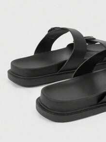 2022 Giày Sandal Đế Dày Đế Phẳng Mùa Hè Mới Cho Nữ, Giày Sandal Thể Thao - màu đen - Xem 3