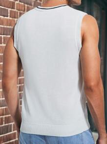 Gilet smanicato a maglia girocollo con contrasto di colori per uomo