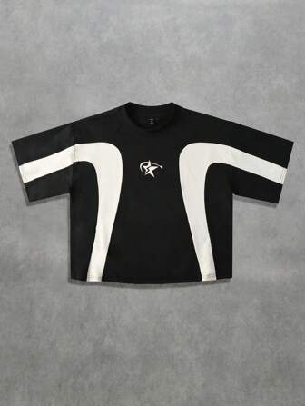 Street Life Men Letter Graphic Colorblock Tee
