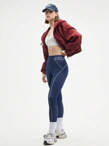 Eassivo Eassivo Leggings sportivi da donna in vita alta con stampa di lettere, adatti per uso quotidiano e fitness - Grigio Scuro - Visualizzare 6