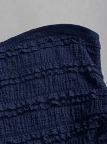 Sweetra 女式春夏新款不对称单肩衬衫，纹理面料适合海滩度假，杏色搭配金属扣装饰