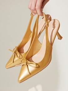 CUCCOO CHICEST Chaussures à talons hauts pour femmes avec nœud  enrobé noir, bout pointu, design ajouré et talon bottillon. Mode blogueuse, convient pour le travail, les tenues de cérémonie, les soirées et les rendez-vous