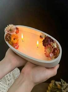 DIY Concrete Candle Boat Silicone Mold Elliptical Cement Clay Gypsum Flowerpot Mold Storage Tray Candle Cup Silicone Mold Epoxy Resin Drip Mold - White silicone mold - View 5