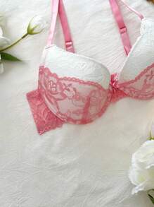 女士拼色蕾丝拼接吊带背心文胸蕾丝文胸可爱文胸，卡哇伊