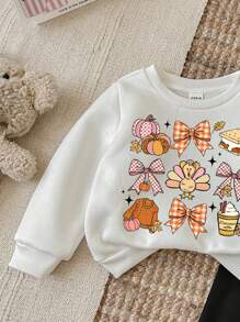 SHEIN LMoss Kids Baby Girl Halloween Graphic Knitted Soft Thick Crew Neck Long Sleeve Sweatshirt And Leggings Set, Suitable For Autumn/Winter Fall Toddler Clothes Baby Set Autumn Winter Season Cute Toddler Sets Baby Casual Sets Thanksgiving Baby Clothes , Halloween S, Halloween Decor , Halloween, Girls Co Ord Set - Multicolor - View 4