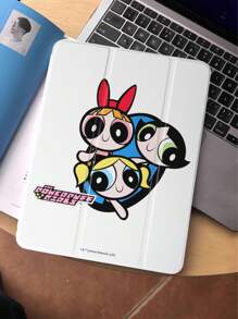 THE POWERPUFF GIRLS X SHEIN 时尚可爱卡通“花朵、泡泡、毛茛”图案可折叠平板电脑保护套 - 彩色 - 查看 3