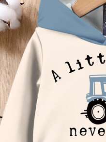 SHEIN Infant Boys Casual Loose Comfy Knit Soft Hoodie & Pants Set, Suitable For Autumn/Winter Baby Boy Clothes Toddler Boy Clothes Baby Boy Hoodie Outfit Baby Boy Tractor Outfit Little Boy Sweatpants Fall