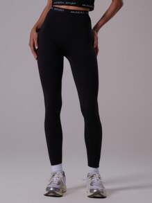 Musera Sport Letter Graphic Seamless Sculpt Fitted Sports Leggings Active Gym Workout Summer Padel Club