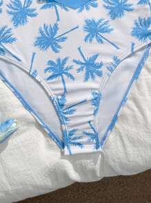 SHEIN 青少年女孩修身运动休闲荷叶边连体泳衣，简约舒适