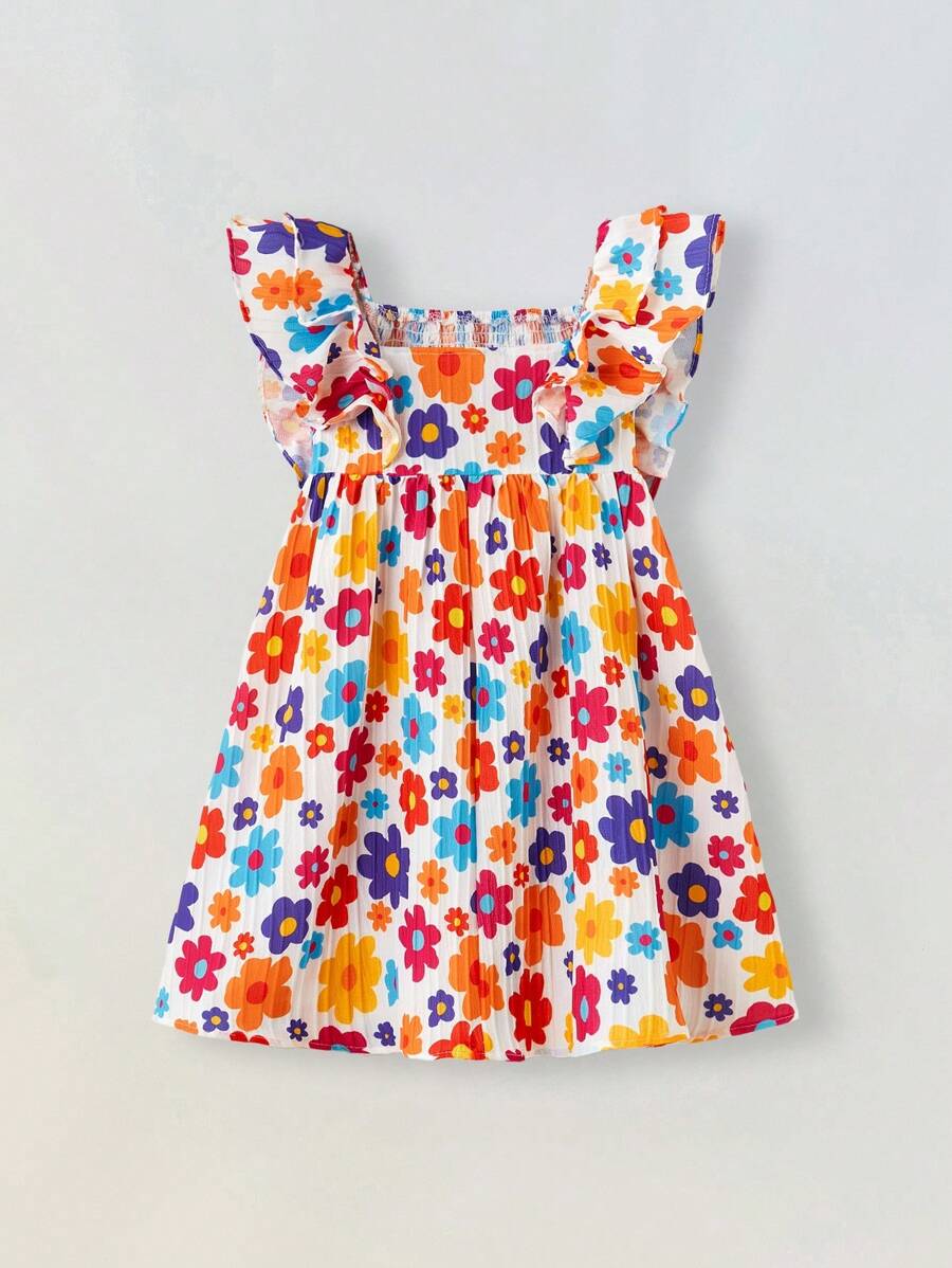 Maija Kids Maija Kids 宽松休闲碎花连衣裙,适合年轻女孩,碎花连衣裙,花童连衣裙,幼儿夏季连衣裙,儿童吊带裙,儿童连衣裙 - 彩色 - 查看 1