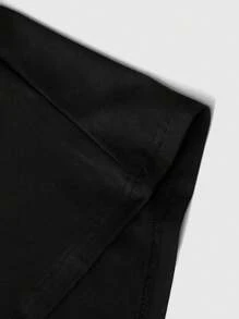 ROMWE MEN Street Life 男士蝙蝠袖印花短袖T恤，适合日常穿着，万圣节 - 黑色 - 查看 5