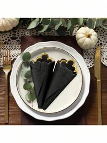 20/40/80Pcs 9.4*9.4Inches Scalloped Cocktail Napkins With Gold Foil Edge Thick Disposable Napkins Paper Pastel Party Napkins Beverage Napkins For Wedding Dinner Birthday Party