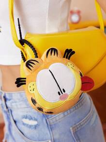 GARFIELD | SHEIN 1 mặt dây chuyền hình lưỡi thè hoạt hình dễ thương cho túi xách, móc chìa khóa, ba lô - Màu vàng - Xem 2