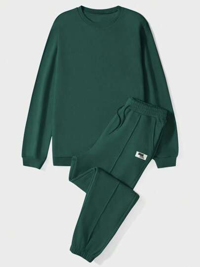 EURMUSE Men's Solid Color 2pcs/set Outfit