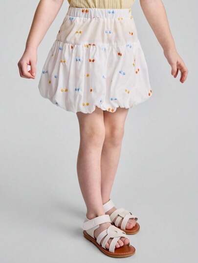 Ontre 少女刺绣花卉面料蕾丝裙