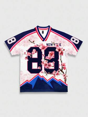 Prep T-shirt de sport à manches courtes avec graphique de football pour homme, convenant pour le port quotidien au printemps/été