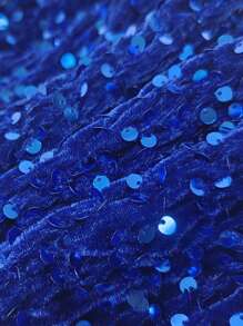 SHEIN ICON Sequin Shorts Suitable For Going Out, Party, Back To School Season - Navy Blue - View 3