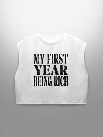 NEON BLANC 大码男士休闲针织圆领无袖字母印花T恤，适合夏季