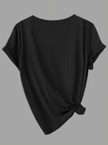 Calvaya Plus Size Solid Color Crew Neck Short Sleeve Casual T-Shirt - Multicolor - View 6