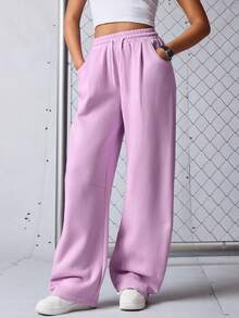 SHEIN Sports 女士休闲宽松腰部弹力纯色运动裤