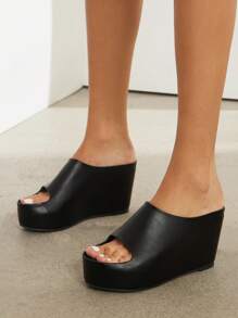 SHUZIA 女士舒适耐穿一脚蹬坡跟凉鞋 - 黑色 - 查看 3