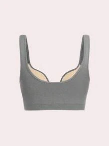 Easithlete 3 件套女士纯色低胸日常健身运动服运动文胸 3 件套健身套装健身文胸套装女士健身套装运动文胸套装运动文胸文胸上衣内置文胸上衣 - 彩色 - 查看 8