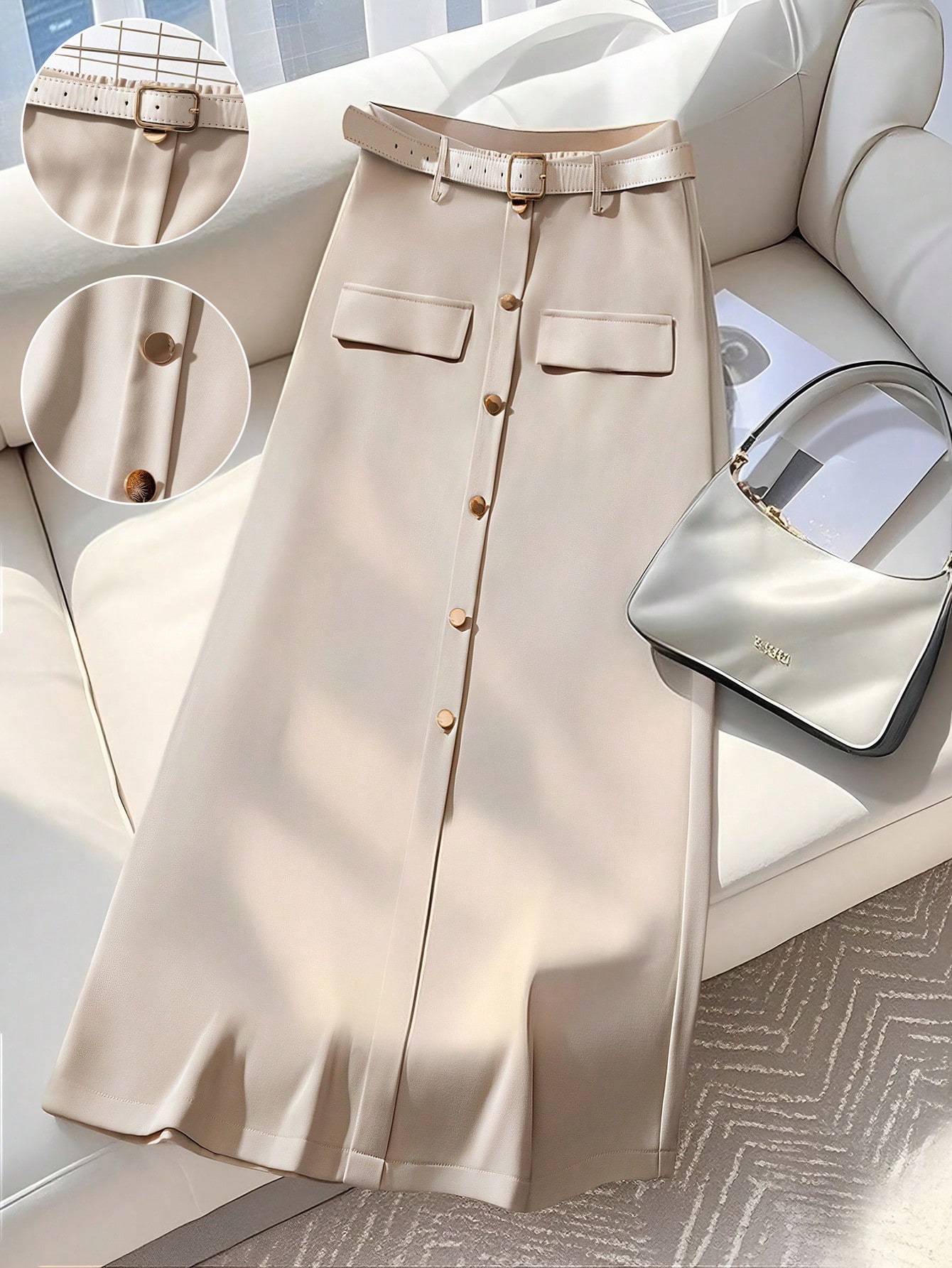 تنورة نسائية ذات لون موحد مقاسات كبيرة