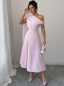 Selianne 全新春夏粉色露肩透明缎带飘逸设计收腰度假婚纱 - 粉色 - 查看 1