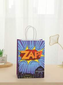 12 piezas Bolsas de fiesta de superhero, bolsas de regalo de súperheros de dibujos animados, suministros para fiesta temática de héroe, regalos de cumpleaños, con asa, recuerdos de fiestas de Superhera, dulces de papel para decoraciones de festividades de San Valentín