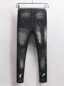 Manfinity LEGND Vaqueros de mezclilla negros informales y desgastados de moda para hombre en verano