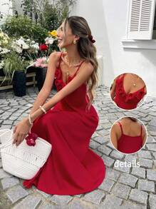 SHEIN LUNE Casual Women 3D Floral Collar Strap Dress Summer Dresses For Women Summer Dresses For Women Summer Dress Vacation Outfits Woman Beach Outfits For Woman Wedding Guest Dress Women Business Casual Woman Birthday Dresses For Women Vacation Outfits Women Country Concert Outfit Western Wear Women School Clothes Concert Outfit Women Teacher Outfits For Women Vacation Dress Casual Dresses For Woman 4th Of July Outfit Women Flowy Dress Vacation Dresses Summer Clothes Women Dresses For Women Casual Summer Dresses For Vacation Airport Outfit Red