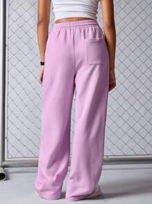 SHEIN Sports 女士休闲宽松腰部弹力纯色运动裤