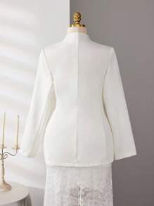 Celure Plus Size Plain V-Neck Long Sleeve Versatile Elegant Office Blazer