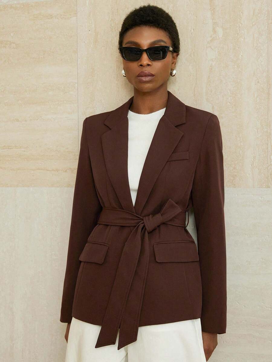 GENKIRA Áo khoác blazer thời trang dành cho nữ, phù hợp để đi làm đi chơi - Cà phê nâu - Xem 1