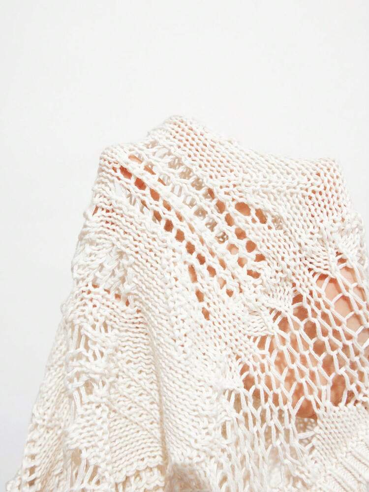 SHEIN Maija 2025 Summer New Women 2pcs Set Fitted Hollow-Out Knit Top & Shorts, Fashionable Casual Beachwear, Suitable For Urban Commute & Daily Wear Festival