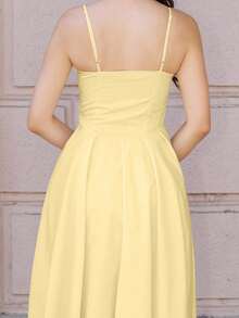 Andrea Bello Vestido camisero de color liso y elegante que estrecha la cintura de la mujer - Amarillo - Ver 5