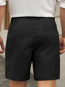 Manfinity VCAY Men's Fashionable Black Dress Shorts,Comfortable Casual Versatile Summer Shorts For Men,Old Money Style Commuting Shorts - Black - View 3