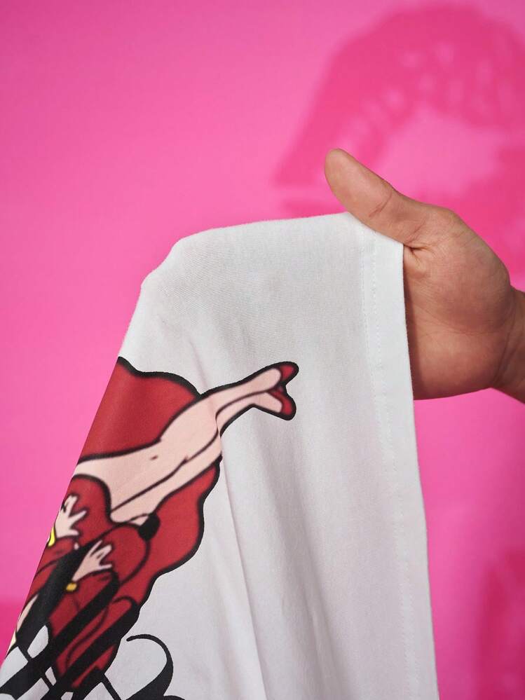 Slaydiva Betty Boop x SHEIN Plus Size 2025 Primavera/Verão Nova Casual Sexy Desenho Animado Figura Gráfico Regata Ajustada Para Mulheres - Multicolorido - Ver 7