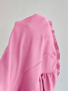 Elamini Blusa de cuello halter con volantes y botones decorativos para mujer - Rosado Sandía - Ver 5