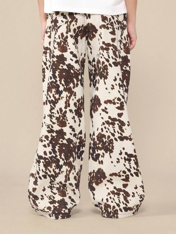 Pantalon large à imprimé vache et coupe ample