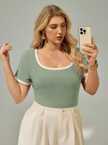 Auralis 夏季大码女式拼色紧身 T 恤 - 彩色 - 查看 3