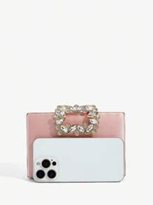 SHEIN Belle Women's Fashionable Exquisite Crystal Embellished Pink Evening Clutch - Baby Pink - View 5