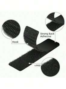 SHEIN 10/20/40/60pcs Self Adhesive Hook And Loop Strips, Sticky Back Tape Fastener, Heavy Duty Mounting Strips For Home Or Office Use - Instead Of Holes And Screws - Black - View 13